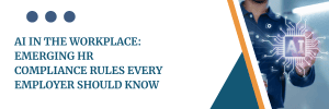 Professional Blue and white banner with AI in the workplace image